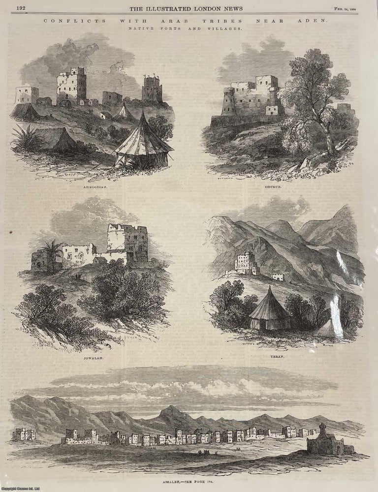 Item #408556 Conflicts with Arab Tribes near Aden; Native Forts and Villages. A rare, original...