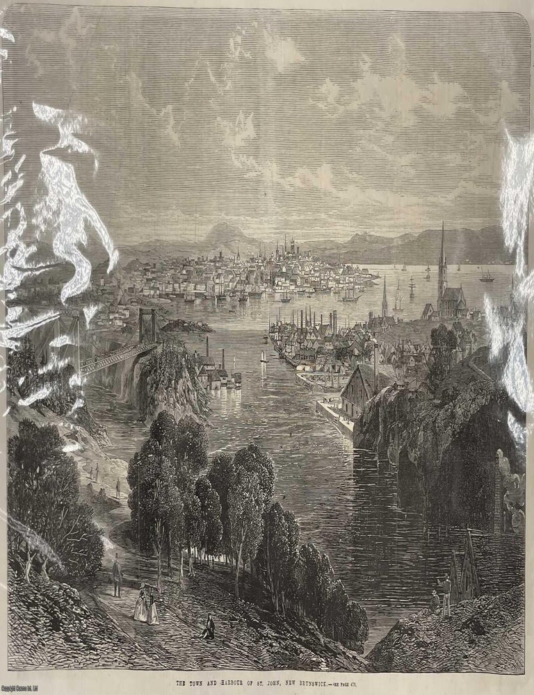Item #408581 The Town and Harbour of St. John, New Brunswick. A rare, original print from The...