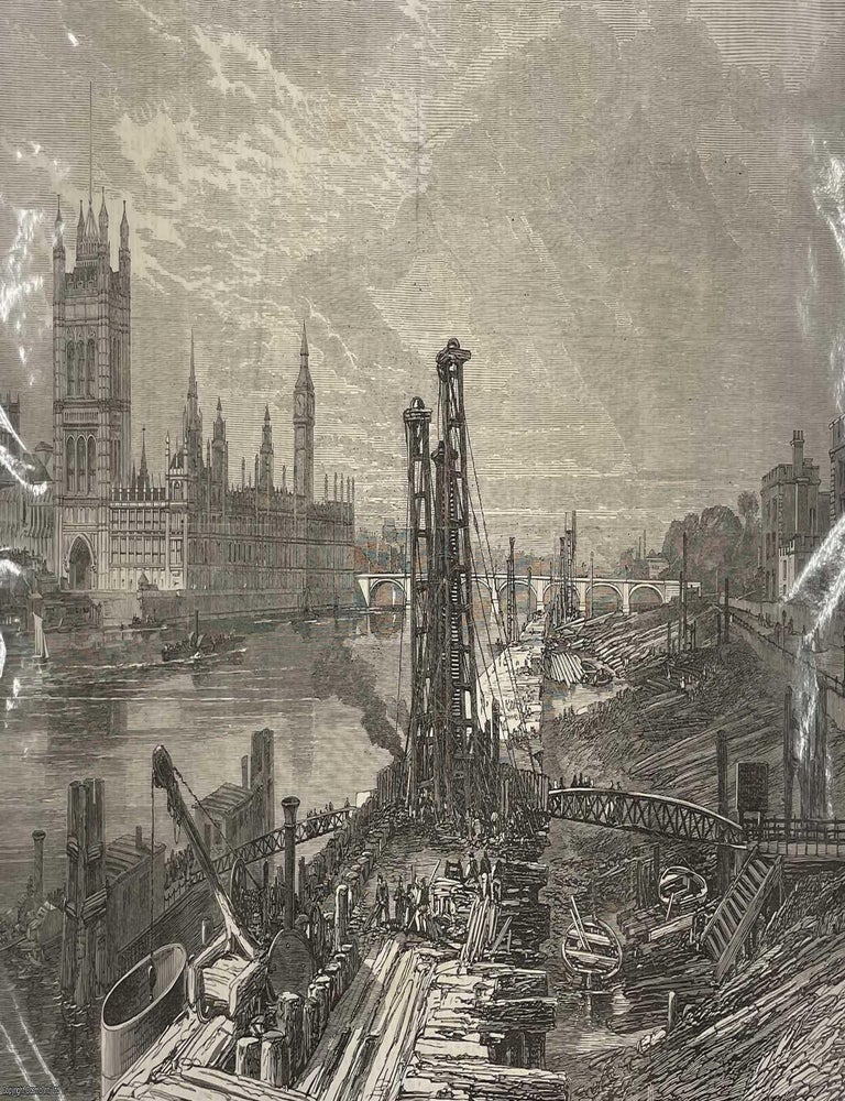 Item #408592 Progress of the Southern Embankment of the Thames at Lambeth, looking towards the...