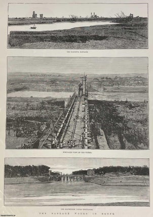 Item #408735 The Damietta Barrage Works and Manoufieh Canal Regulator in Egypt. An original print...