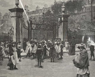 Item #408743 Six O'Clock at the Gates of the Inner Temple Gardens. An original print from the...