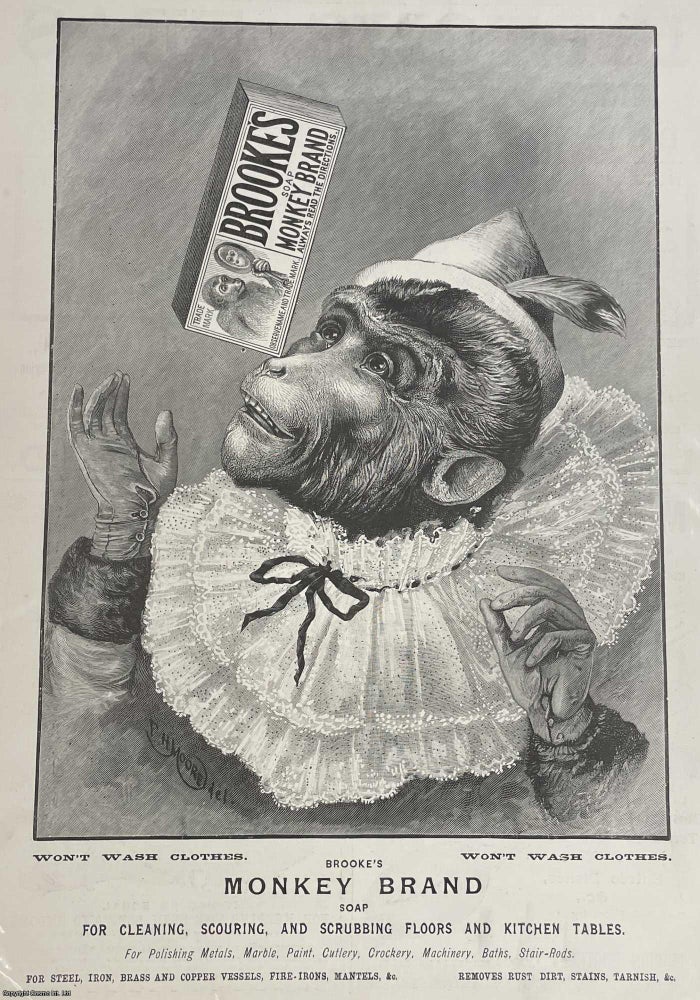Item #408848 Brooke's Monkey Brand Soap. A rare, original print from The Illustrated London...