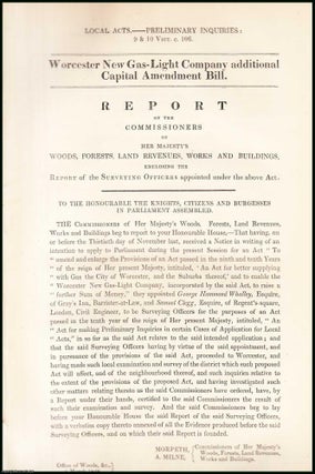 Item #408885 [Blue Book Report]. Worcester New Gas-Light Company additional Capital and Amendment...