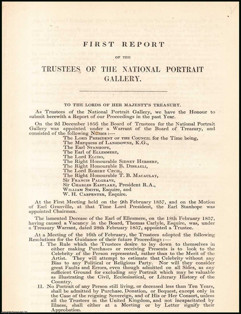 Item #408895 Blue Book Report : First Report of the Trustees of the National Portrait Gallery....