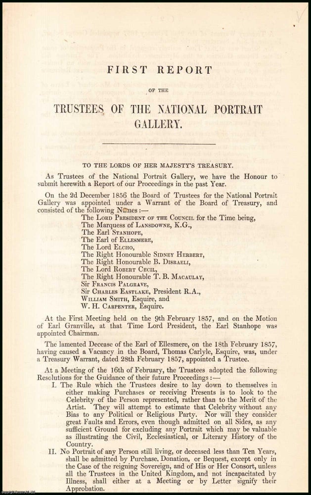 Item #408895 Blue Book Report : First Report of the Trustees of the National Portrait Gallery....