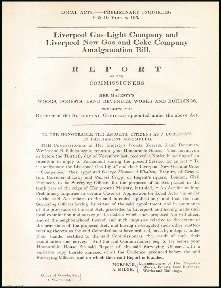 Item #408902 Blue Book Report : Liverpool Gas-Light Co. and Liverpool New Gas and Coke Co....