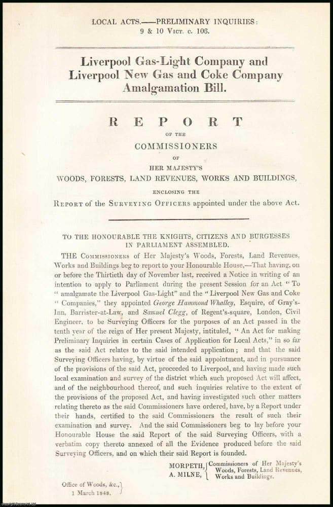 Item #408902 Blue Book Report : Liverpool Gas-Light Co. and Liverpool New Gas and Coke Co....