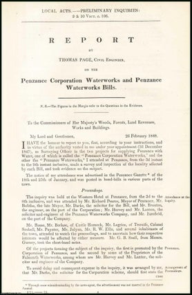 Item #408903 [Blue Book Report]. Penzance Corporation Waterworks and Penznce Waterworks Bills;...