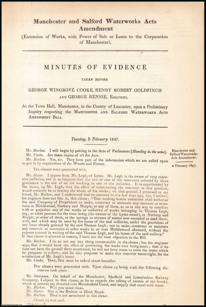 Item #408907 Blue Book Report : Manchester and Salford Waterworks Amendment Bill; Preliminary...
