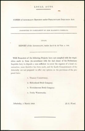 Blue Book Report]. Local Acts; Copies of Admiralty Reports under. Parliamentary Report.
