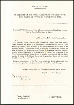 Item #408920 [Blue Book Report]. Westminster Hall; an Estimate of the Expense of Erecting the New...