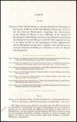 Item #408963 [Blue Book Report]. Malta 1835, William IV Council of Government; correspondence...