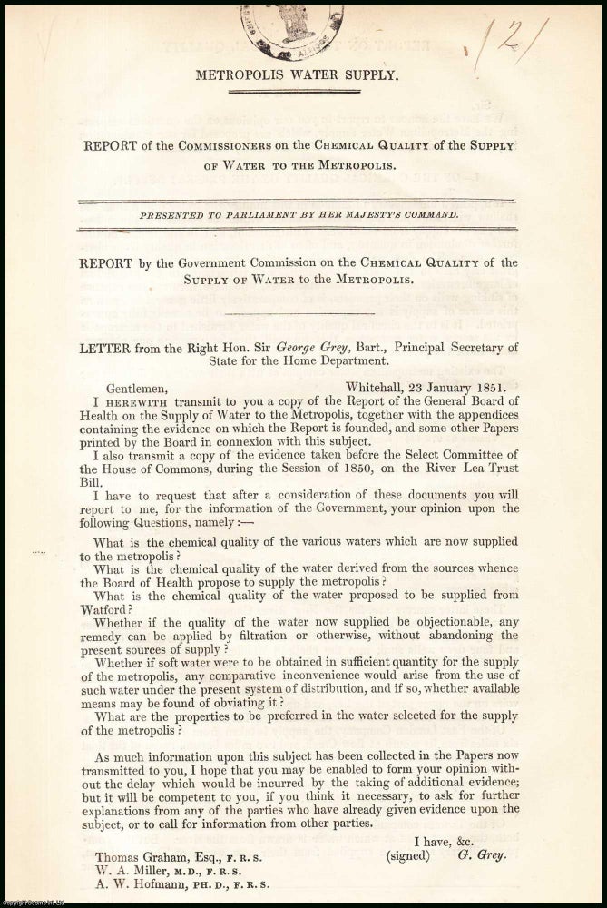 Item #408967 Blue Book Report : Metropolis Water Supply; Report by the Government Commission on...