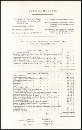 Item #408972 [Blue Book Report]. British Museum; Accounts, Estimates and Number of Persons...