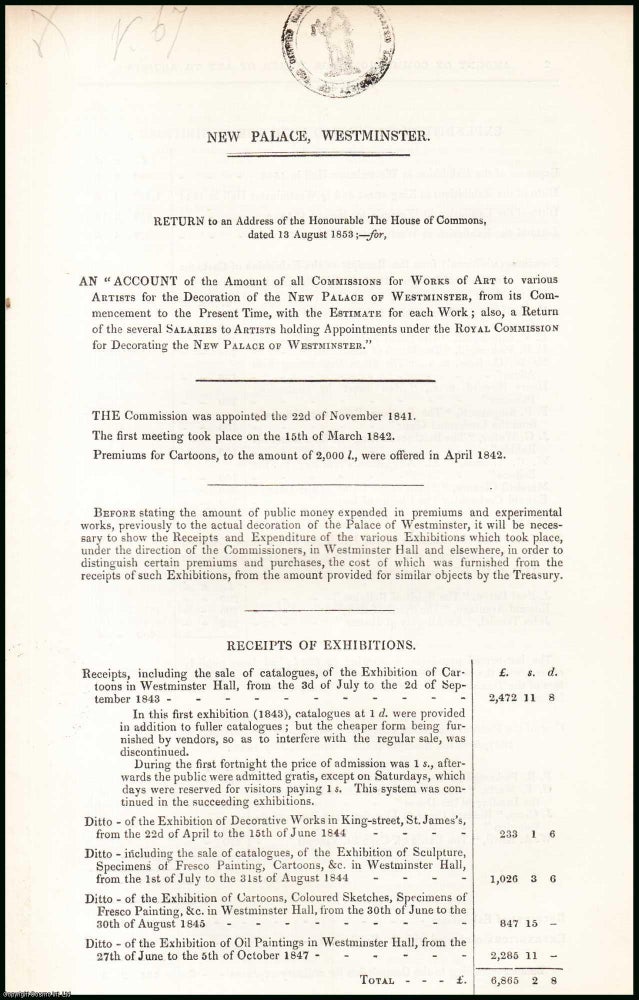 Item #408985 Blue Book Report : Amount of Commissions for Works of Art to Artists for the...