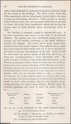 Item #409694 Djos Per Andersson's Vocabulary. An uncommon original article from the Journal of...