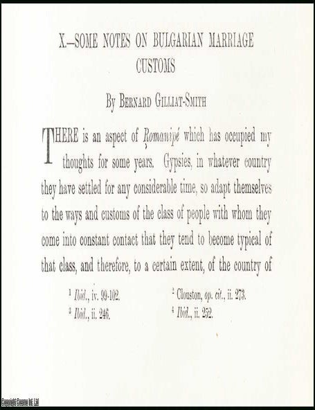Item #409708 Bulgarian Marriage Customs. An uncommon original article from the Journal of the...