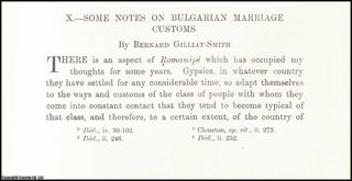 Item #409708 Bulgarian Marriage Customs. An uncommon original article from the Journal of the...