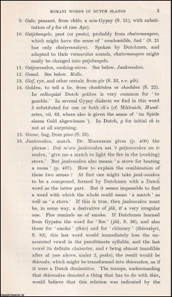Item #409781 Romani Words in Dutch Slangs. An uncommon original article from the Journal of the...
