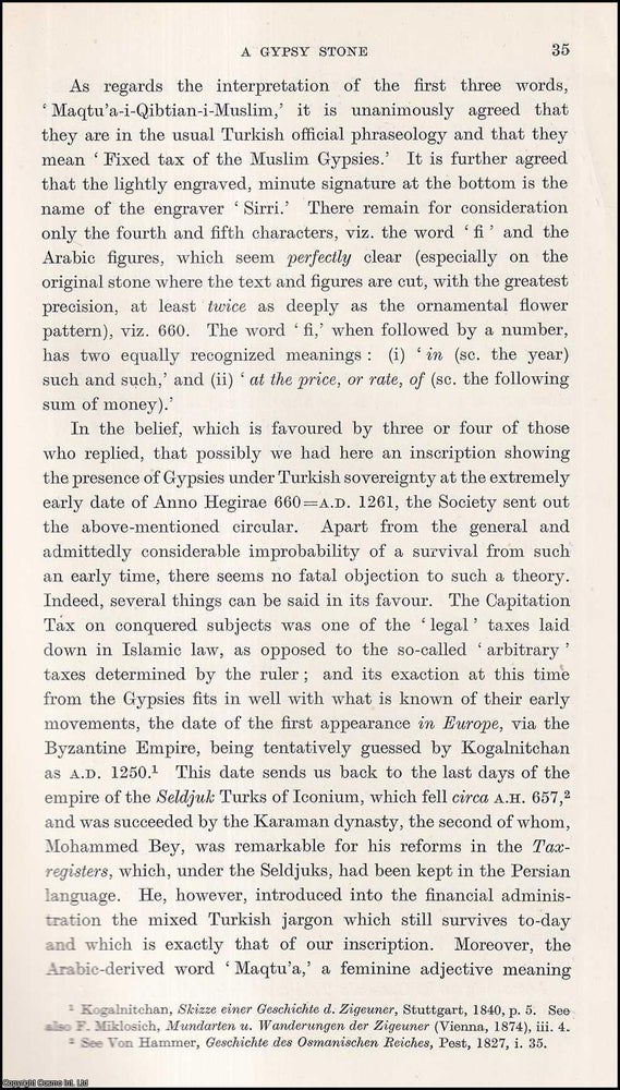 Item #409819 A Gypsy Stone. 8 pages, 1 plate, loose leaflet. An article printed in 1936, written...