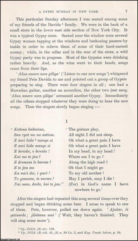 Item #409834 A Gypsy Sunday in New York. 3 pages. An article printed in 1937, written by George...