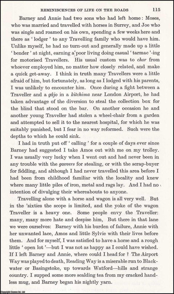 Item #410955 A Conference of Public Health Inspectors on Gypsies. 18 pages, 2 plates. An article...