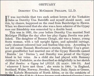 Item #410958 Dorothy Una (Ratcliffe) McGrigor Phillips: Obituary. An uncommon original article...