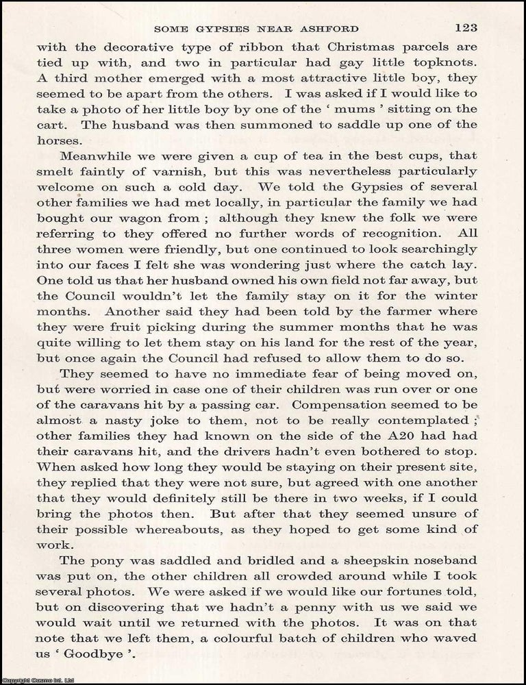Item #410969 Some Gypsies in Ashford. An uncommon original article from the Journal of the Gypsy...