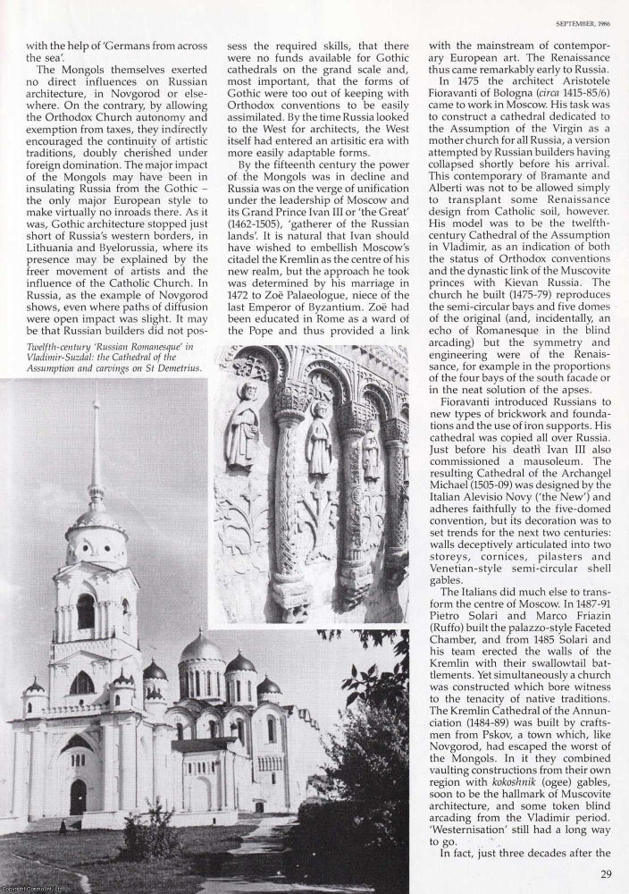 Item #411179 The West Comes to Russian Architecture. An original article from History Today,...