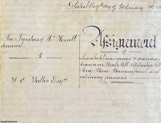 Item #411681 Indenture of Assignment of Lease, dated 1914, transferring (assigning) land and...
