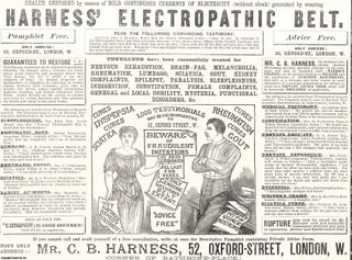Item #411725 Advertisement and Testimony for Harness' Electropathic Belt: Treatment for Lumbago,...