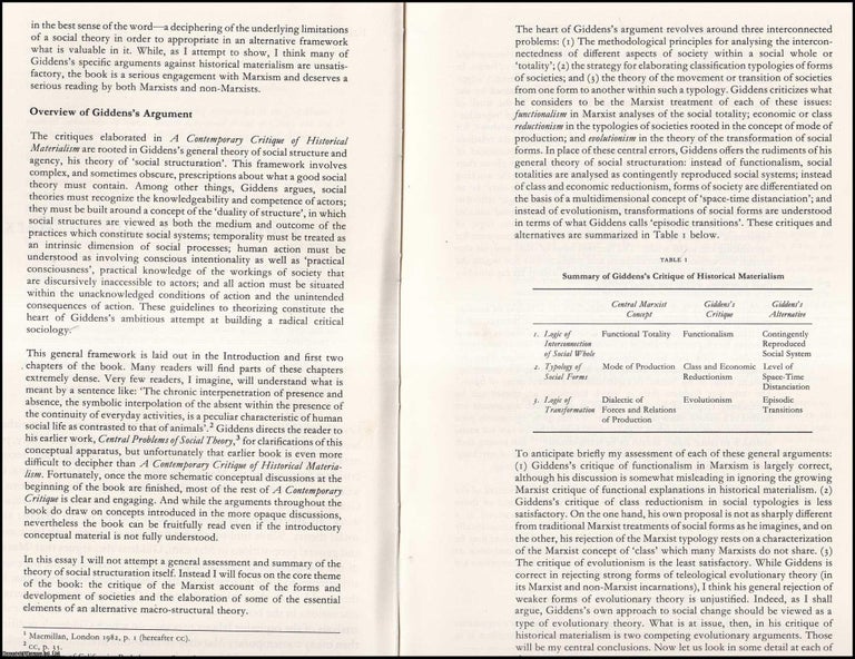 Item #412467 Gidden's Critique of Marxism. An original article from the New Left Review,...