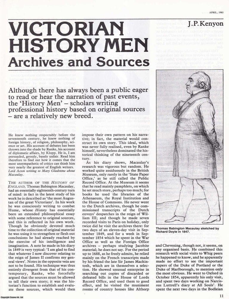 Item #412541 Victorian History Men. An original article from History Today, 1983. J P. Kenyon