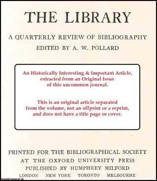 Item #413034 The History of Copyright in England, 1662-1774. An original article from the...