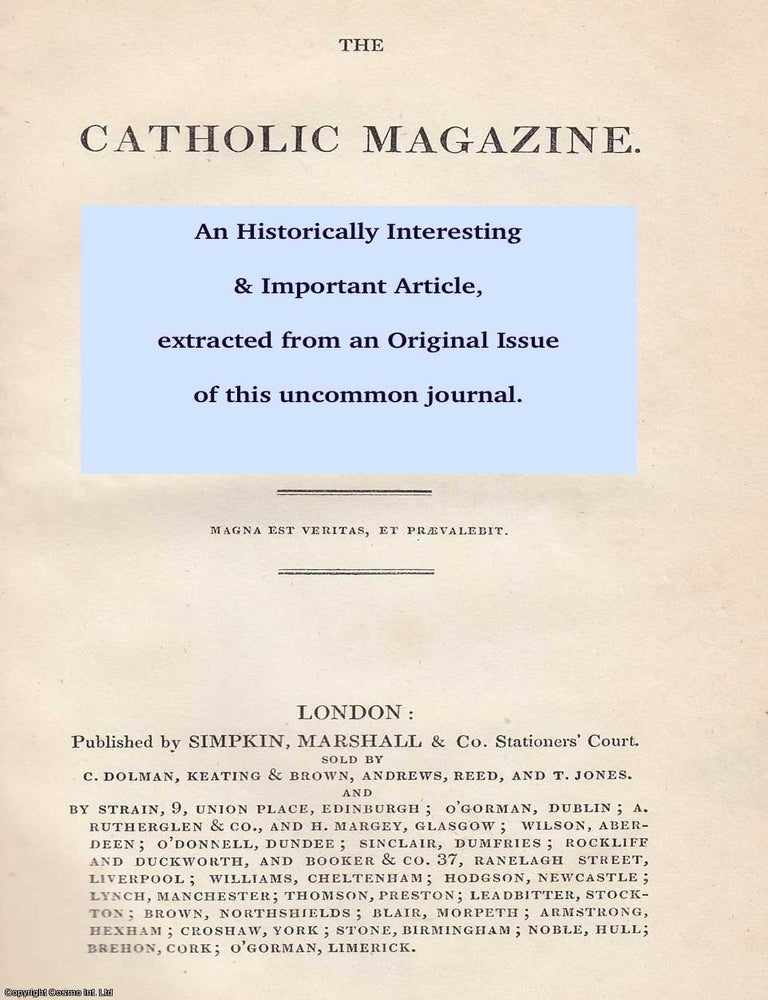 Item #414661 Celebacy of the Catholic Clergy. An original article from the Catholic Magazine 1841. CATHOLIC MAGAZINE.