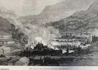 Item #414817 Great Fire at Port Lyttleton, Canterbury, New Zealand. An original print from the...