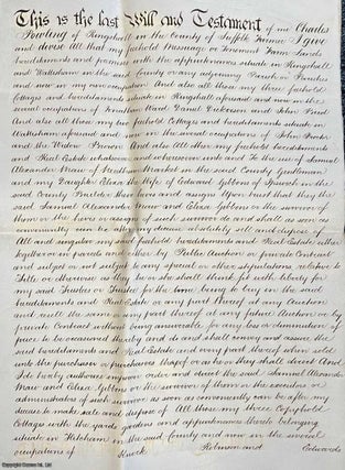 Item #415359 Ringshall, Suffolk. Copy of Probate dated 1868 of the Will of Charles Powling,...