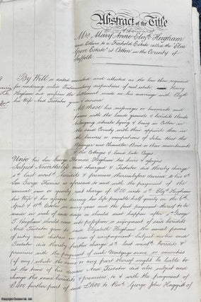 Cotton in Suffolk. Handwritten 'Abstract of Title' of Mrs Mary. 1878 Abstract of Title.