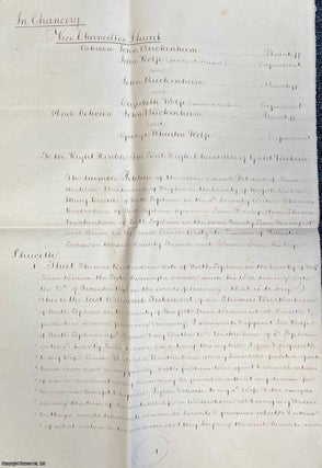Item #415397 North Lopham, Norfolk. Copy of Petition to Stay Proceedings in the case of John...