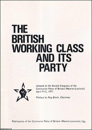 Item #416097 The British Working Class and Its Party. Adopted at the 2nd Congress of the...