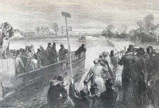 Item #416316 The Universities' Boat Race: Oxford Leading at Corney Reach - Sketched from the...
