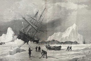 Item #416468 A ship caught in a 'Nip' of the ice in Melville Bay, Greenland, off the Devil's...