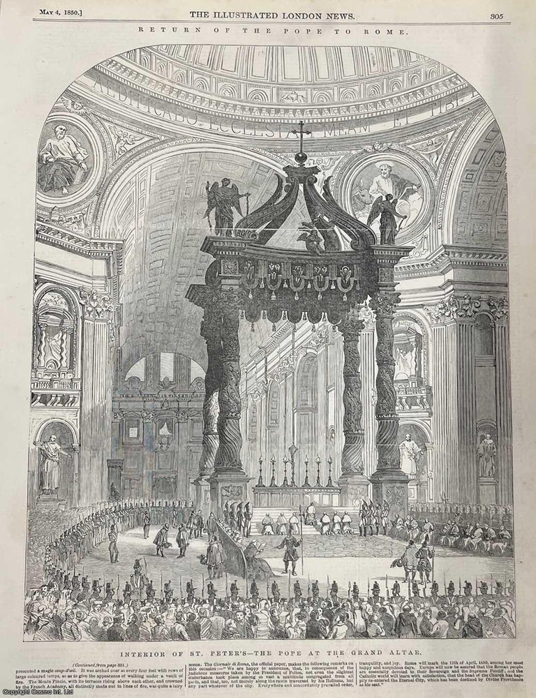 Item #416479 The Return of Pope Pius IX to Rome (12 April, 1850) after the end of Roman Republic...