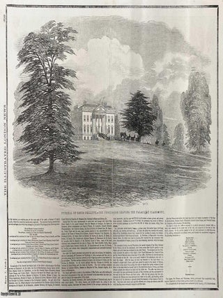 The Death of Exiled King Louis-Philippe of France: Obituary and Funeral Report. A collection of original woodcut engravings, with accompanying text from the Illustrated London News, 1850. A rare, original print from The Illustrated London News, carefully removed and preserved : an important artifact of journalism's golden age!