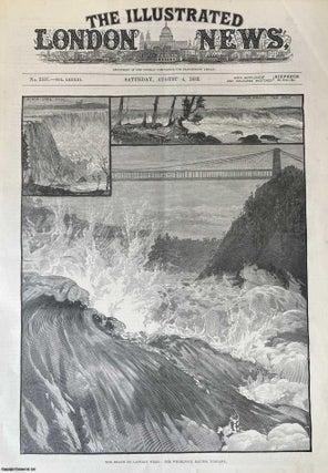 Item #416541 The Death of Captain Webb at Niagara Falls. Two original woodcut engravings, with...