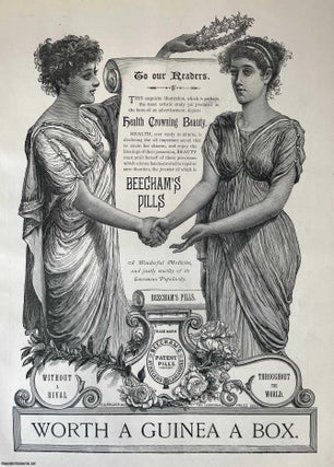 Item #416632 Health Crowning Beauty. Advertisement for Beecham's Pills. An original woodcut...