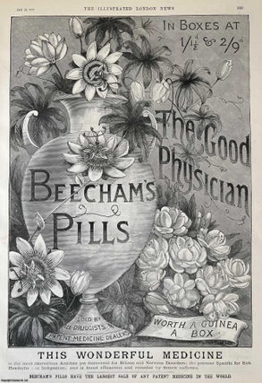 Item #416643 The Good Physician. Advertisement for Beecham's Pills. An original woodcut...