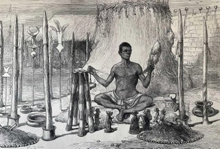 Item #416752 A Dahomey Priest Spinning Sacred Cotton. An original woodcut engraving, with brief...