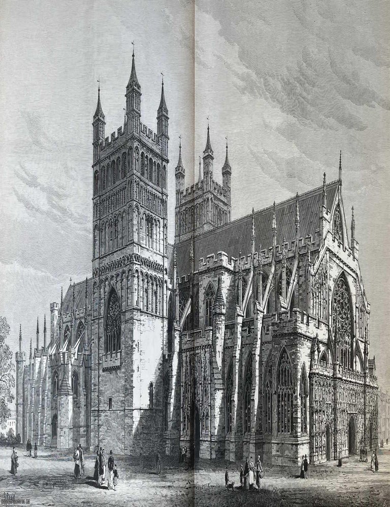 Item #416790 Exeter Cathedral. An original woodcut engraving, from the Illustrated London News,...