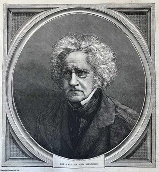 Item #416822 Portrait of Sir John Herschel, Died 1871. An original woodcut engraving, with brief...